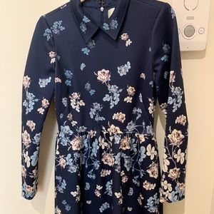 ERIN Womens Floral A-Line Shirt Dress
